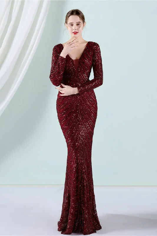 Little Black Women Dress with Sequins for a Glamorous Night OutSheath-column floor length sequined dress 677618007679