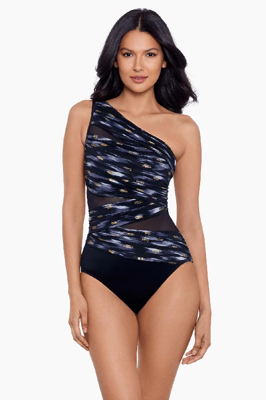 Ruched women swimwear with fabric gathers for a slimming effectBronze Reign Jena One Piece Swimsuit