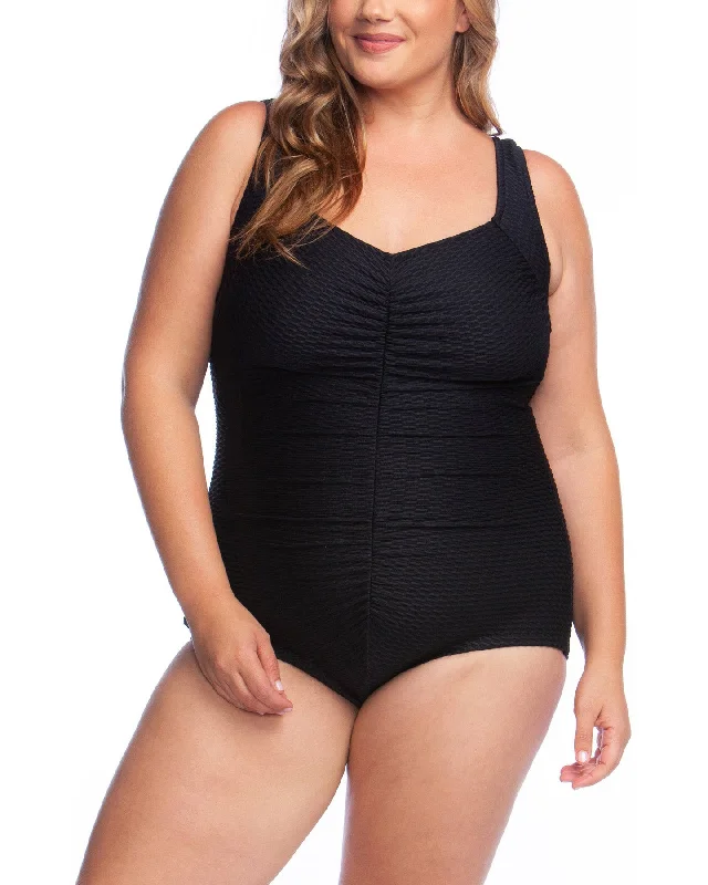 Maternity women swimwear for expecting mothers to enjoy the water comfortably2024 Maxine of Hollywood Women's Plus Textured Spa Girl Leg One Piece (More colors available) - MW9L321