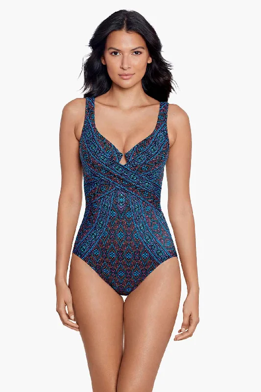 Lace - trimmed women swimwear for an elegant and romantic touchRomani Criss Cross Escape One Piece Swimsuit