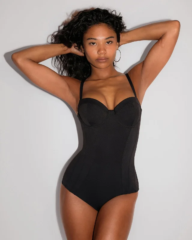 Monokini women swimwear with a unique one - piece - meets - bikini designLushy Hipster Black - Regular/Long