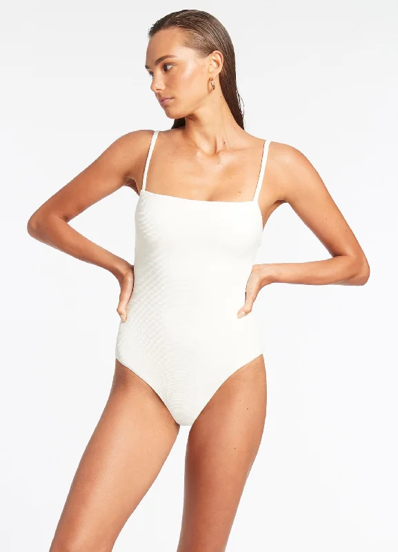 Maternity women swimwear for expecting mothers to enjoy the water comfortablyIsla Rib Minimal Tank One Piece - Cream