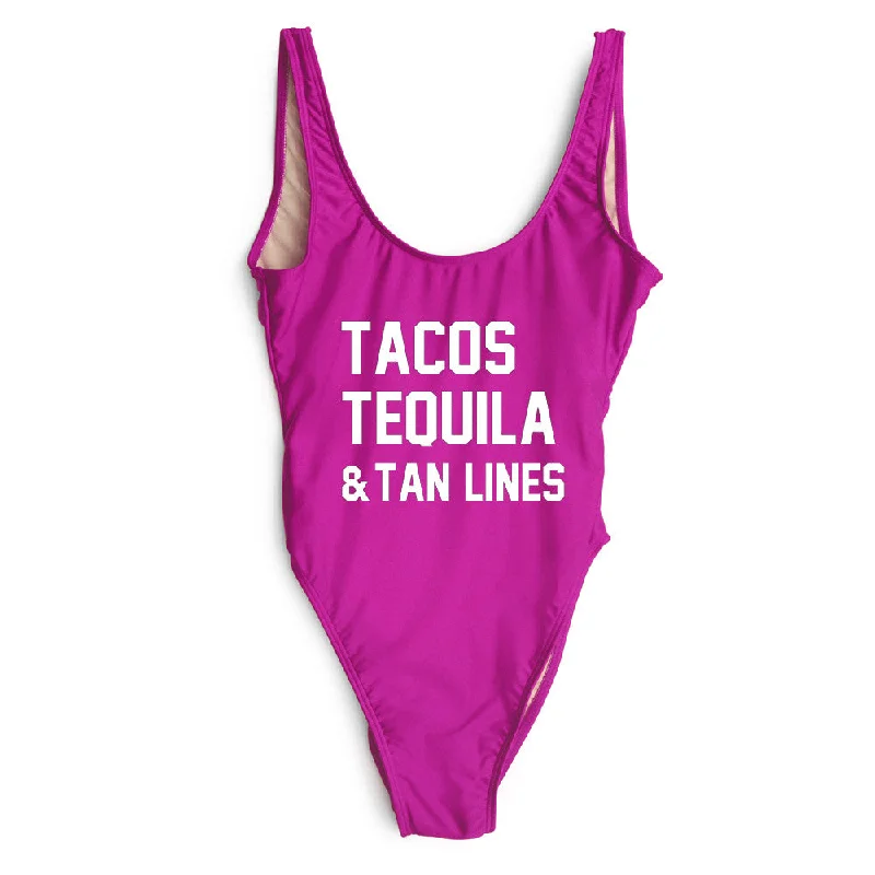 High - performance women swimwear with quick - drying fabric for active swimmersTACOS TEQUILA & TAN LINES [SWIMSUIT]