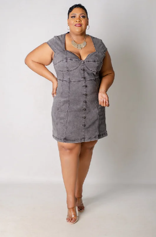 Mini Women Dress with a Short Hem for a Young and Trendy StyleGraphite Denim Dress