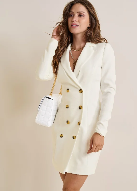 Mermaid - Style Women Dress with a Fitted Silhouette for Special OccasionsBlazer Mini Dress  - Off White