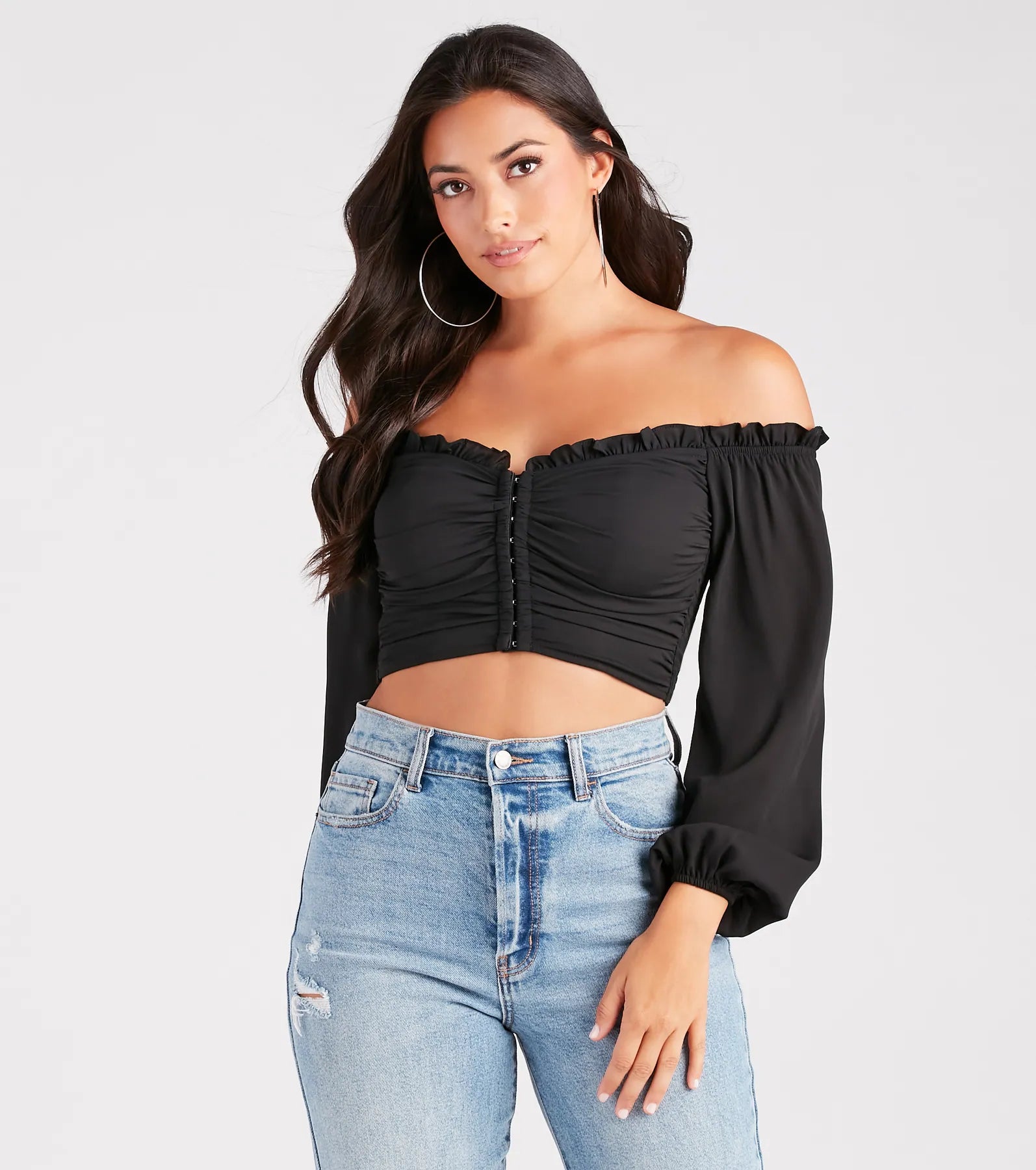 Printed Graphic Women Long Sleeve Top with a Bold StatementFlirty Attraction Chiffon Corset Crop Top