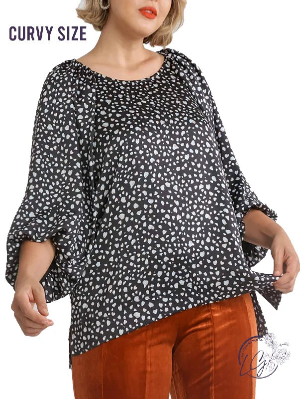 Printed Graphic Women Long Sleeve Top with a Bold StatementCurvy Glimpse of the Future Printed Blouse