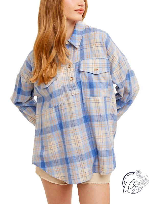 Puffer - Sleeve Women Long Sleeve Top for a Fashion - Forward LookUrban Haze Flannel Shirt