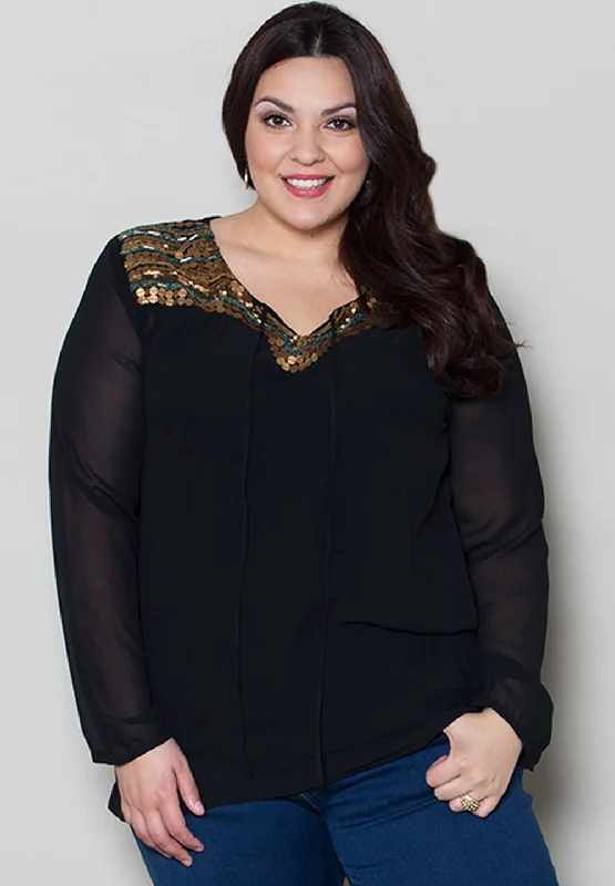 Plus Size Women Long Sleeve Top for a Flattering and Comfortable FitCordelia Chiffon Top