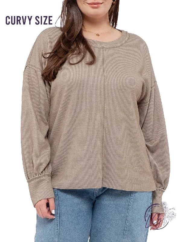 Cable - Knit Women Long Sleeve Top with a Cozy TextureCurvy Forever Young Knit Long Sleeve