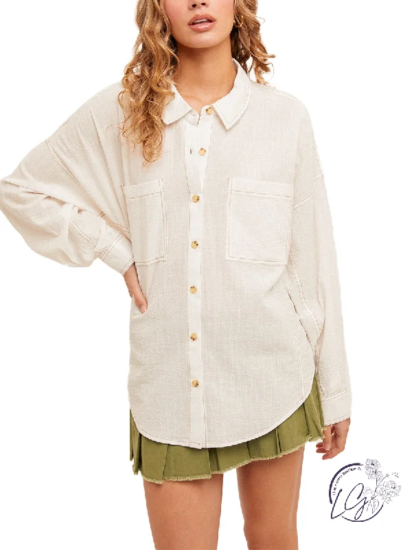 Cable - Knit Women Long Sleeve Top with a Cozy TextureGentle Gale Button Down Shirt