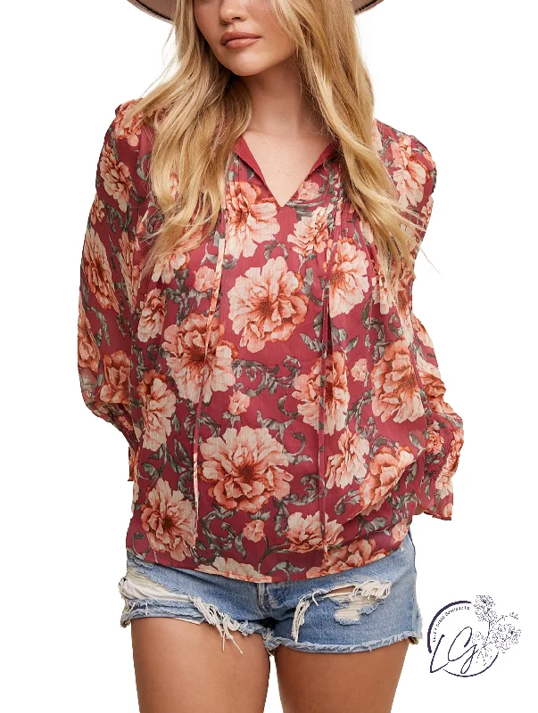 Ribbed Women Long Sleeve Top with a Textured AppealSummer Bloom Ruffled Top