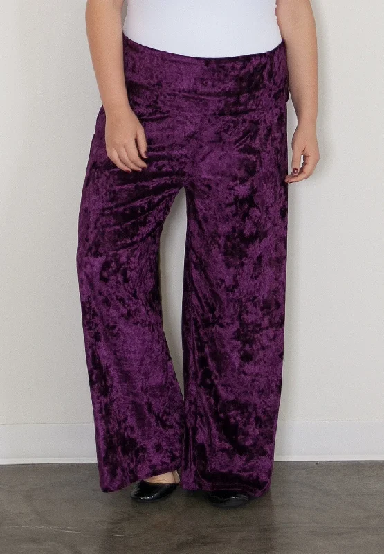 Ruffled Cuff Women Long Sleeve Top with a Feminine TouchCrushed Velvet Palazzo Pants