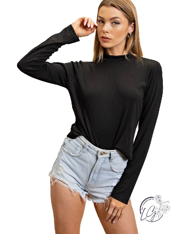 Lace - Trimmed Women Long Sleeve Top for an Elegant LookLuxe Layer Mock Top