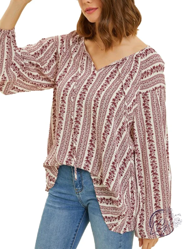 Lightweight Women Long Sleeve Top for Spring and AutumnBreezy Boho Flare Blouse