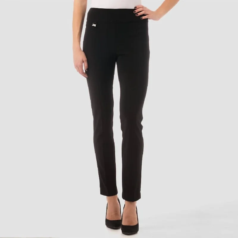 Classic Straight Pant W/ Side Slit In Black