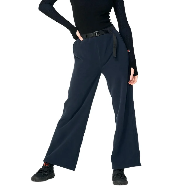 Fleece Wide Leg Pant In Carbon Blue