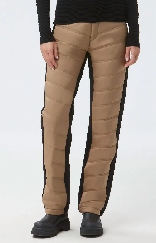 Kaja Quilted Pant In Dark Khaki