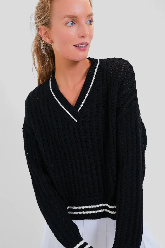 Striped Women Sweater with a Timeless PatternBlack Cropped Irene Sweater