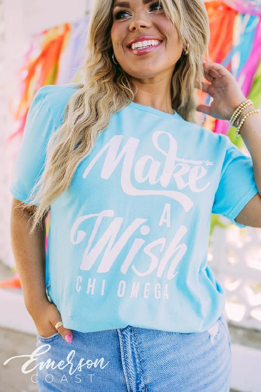 Ringer T Shirt Women with Retro - Inspired StripesChi Omega Make A Wish Tee