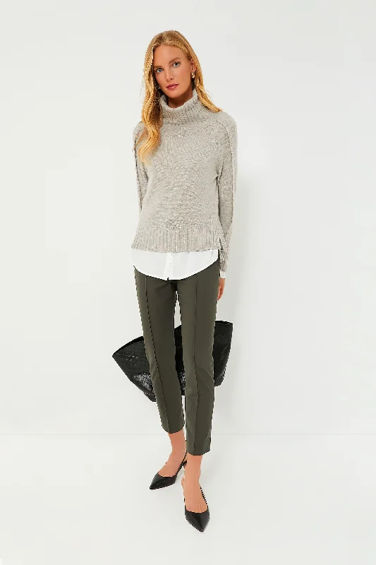 Mock - Neck Women Sweater for a Modern TwistChia Melange Jolie Fringed Layered Looker Sweater