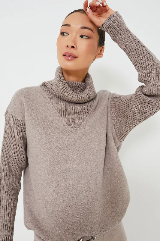 Mock - Neck Women Sweater for a Modern TwistDeep Taupe Marl Ramsey Cowl Neck Sweat