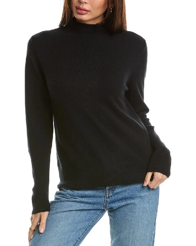 Cable - Knit Women Sweater with Intricate PatternsForte Cashmere Fitted Funnel Cashmere Sweater