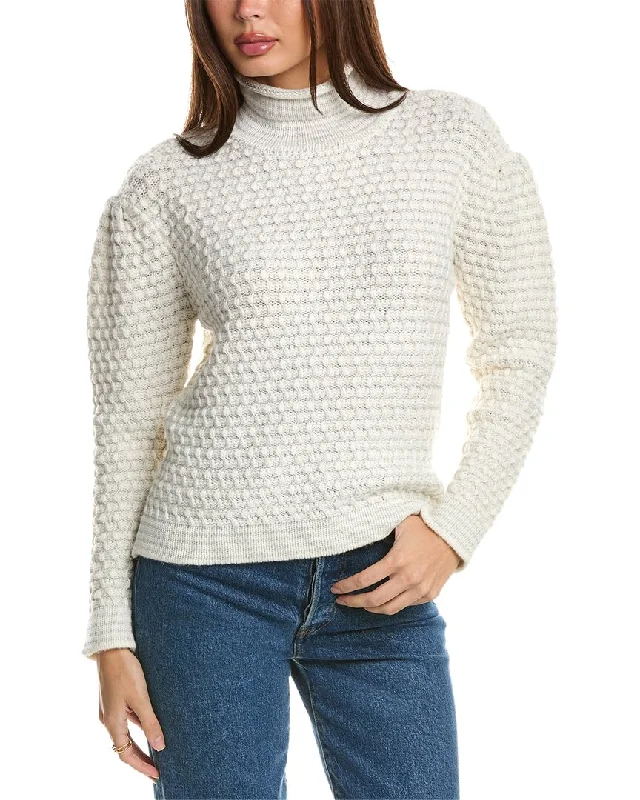 Cashmere Women Sweater with a Luxurious Soft TouchForte Cashmere Lurex Textured Funnel Wool & Cashmere-Blend Sweater