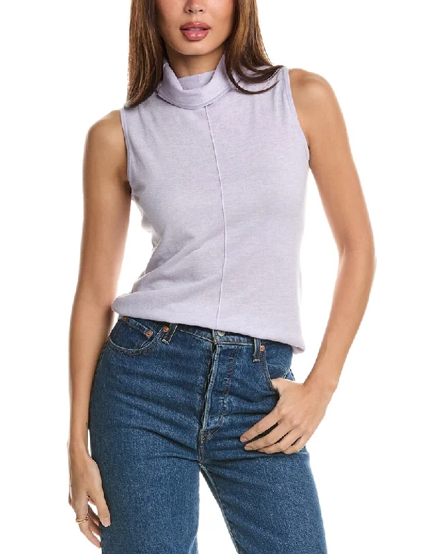 Color - Blocked Women Sweater for a Bold Fashion StatementForte Cashmere Sleeveless Seamed Funnel Silk & Cashmere-Blend Sweater