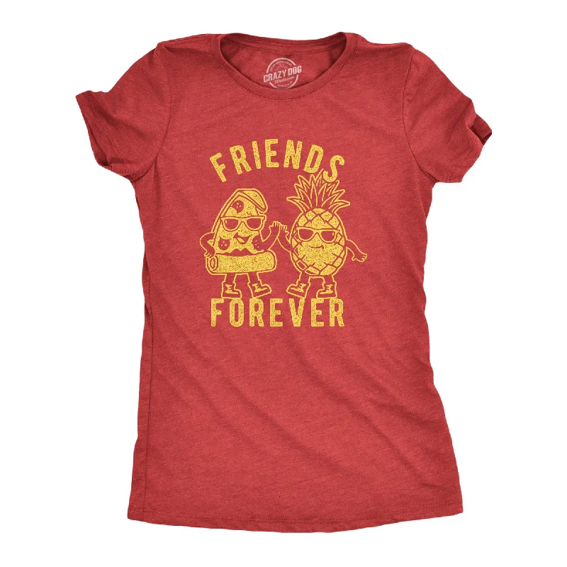 V - Neck Women T Shirt to Enhance the NecklineFriends Forever Pizza Pineapple Women's T Shirt