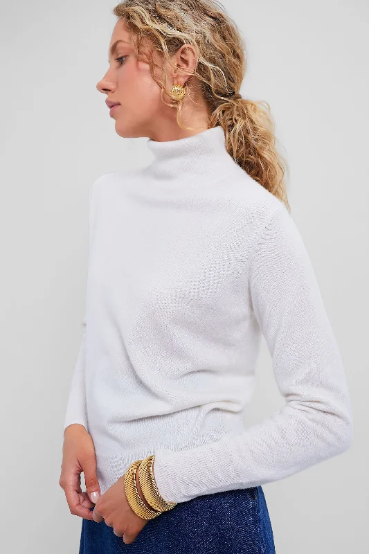 Lightweight Women Sweater for Spring and FallIvory Cashmere Turtleneck Sweater