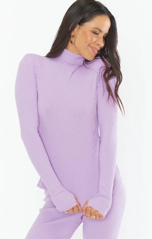 Turtleneck Women Sweater for a Classic and Elegant StyleLayer Up Top ~ Lillac Rib Knit