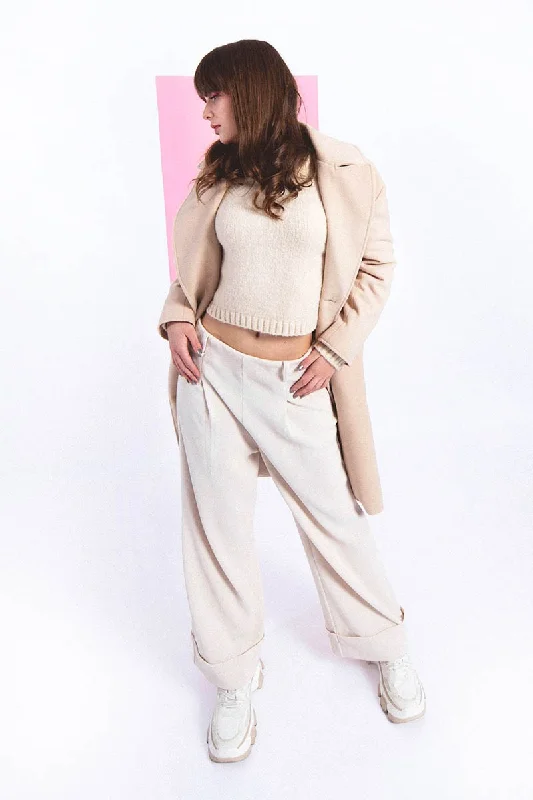 Oversized Women Sweater for a Cozy and Fashionable LookLili Sidonio Cream Wide Leg Woven Pants