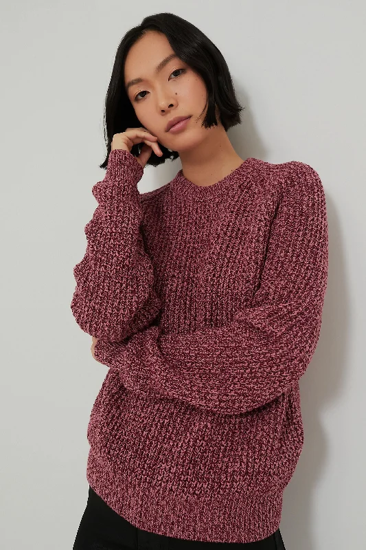 Lightweight Women Sweater for Spring and FallMarled Dusty Rose Ryan Heavy Sweater