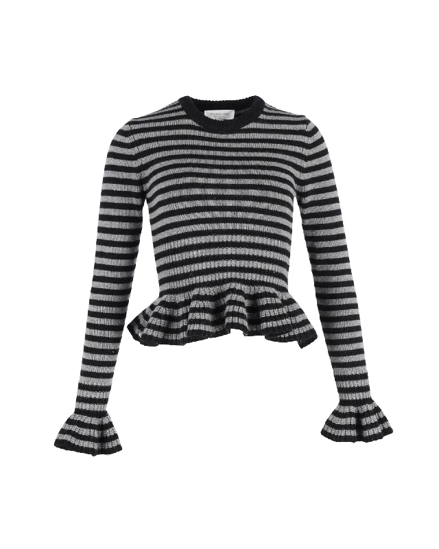 Cashmere Women Sweater with a Luxurious Soft TouchMichael Kors Striped Peplum Sweater in Multicolor Cashmere