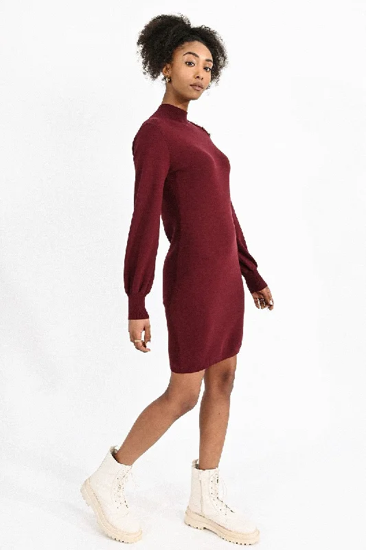 Lightweight Women Sweater for Spring and FallMolly Bracken Dark Red Knitted Dress