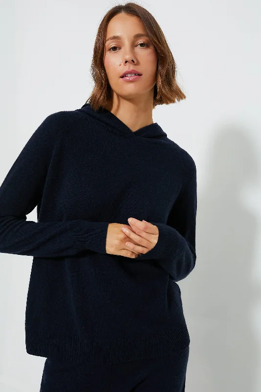 Open - Front Women Sweater for Easy LayeringNavy Cashmere Jane Hoodie