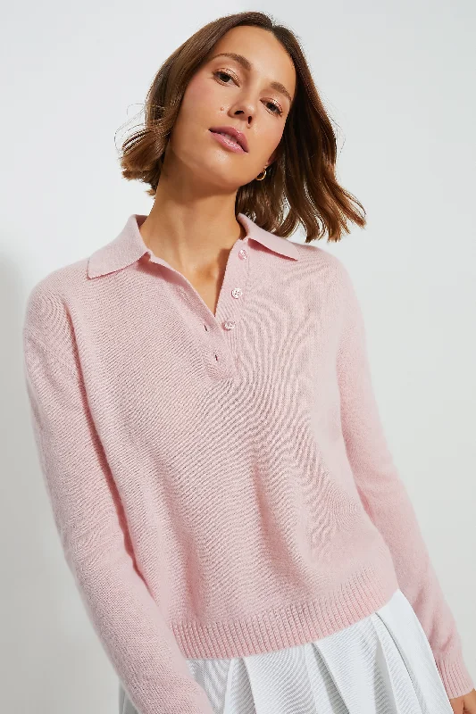 Open - Front Women Sweater for Easy LayeringPink Cashmere Cassidy Polo Sweater