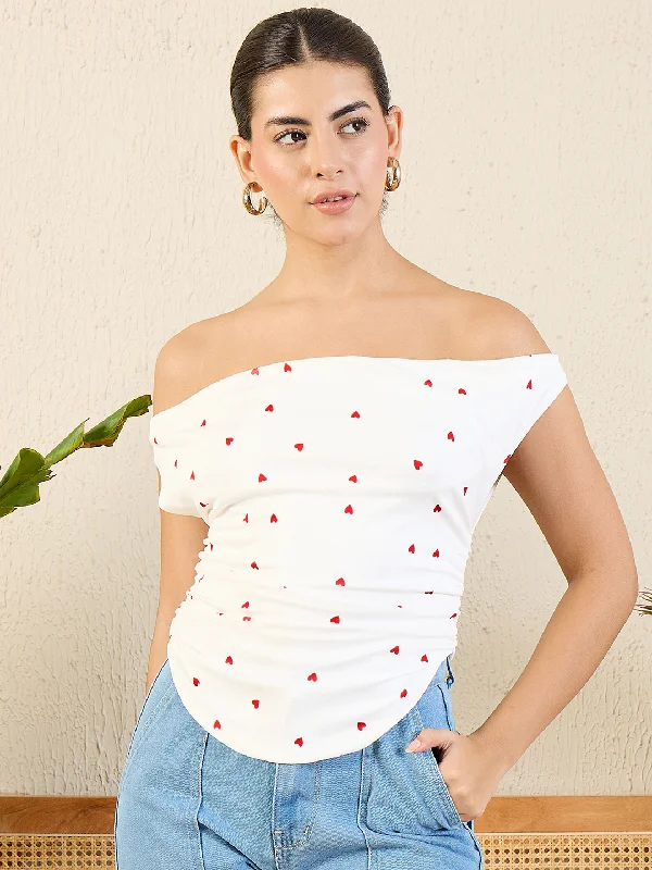 Distressed Women T Shirt with a Laid - Back AestheticPrinted Cotton Stretchable Draped Crop Top