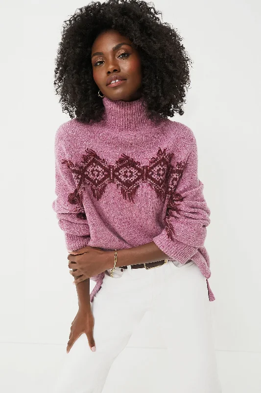 Hand - Knitted Women Sweater with Artisanal CharmRose Benoite Turtleneck Sweater