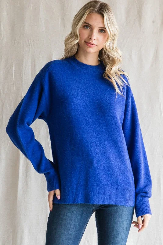 Floral Print Women Sweater for a Feminine AppealRoyal Blue Basic Sweater