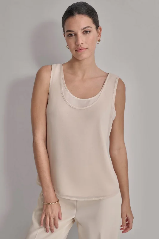 Open - Front Women Sweater for Easy LayeringDOUBLE LAYER TANK