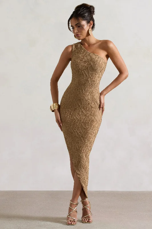 Mermaid - Style Women Dress with a Fitted Silhouette for Special OccasionsAbu Dhabi | Camel Textured Asymmetric Maxi Dress