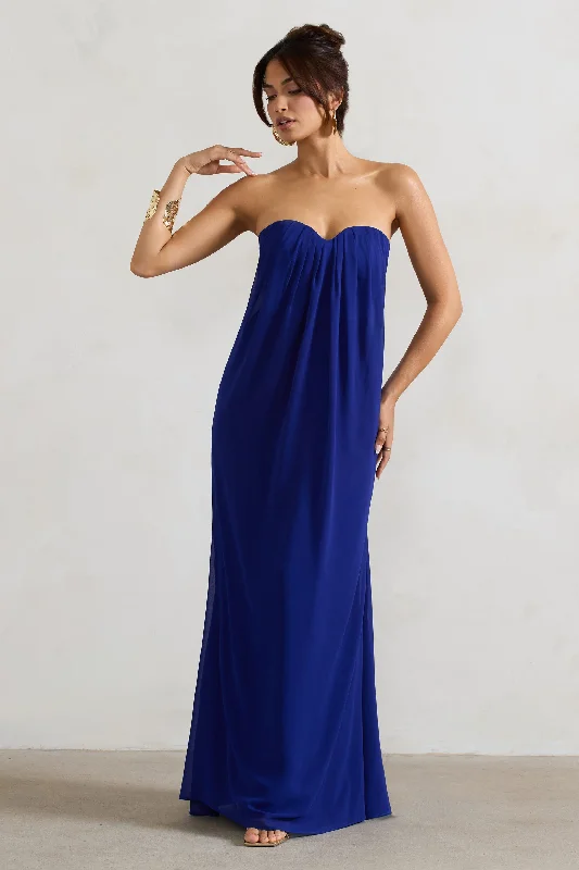 Empire Waist Women Dress to Accentuate the Bust and Conceal the WaistKaz | Royal Blue Chiffon Sweetheart Maxi Dress