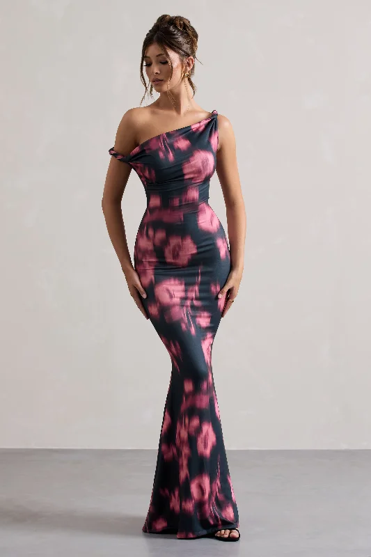 Maxi Women Dress with Floral Print for a Bohemian VibeLita | Pink Abstract Print Twisted Asymmetric Maxi Dress