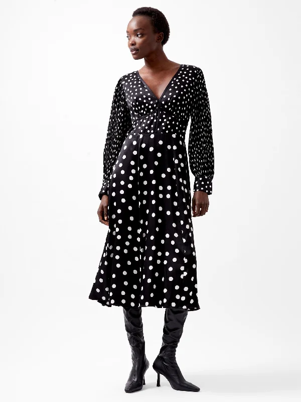 Shift Women Dress with a Simple and Classic Design for Everyday WearPolka Dot Candice Satin Dress