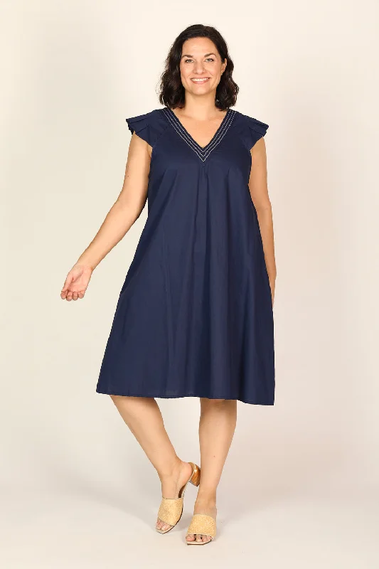 Wrap - Style Women Dress with Adjustable Fit for All Body TypesRivka Poplin Short Dress in Capri Cove