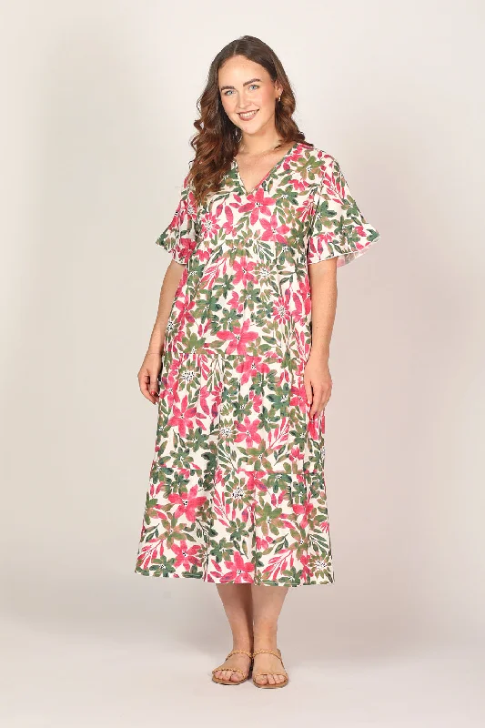 Ruffled Women Dress with Multiple Layers for a Playful and Girly StyleSabrina Maxi Dress in Azalea Amore