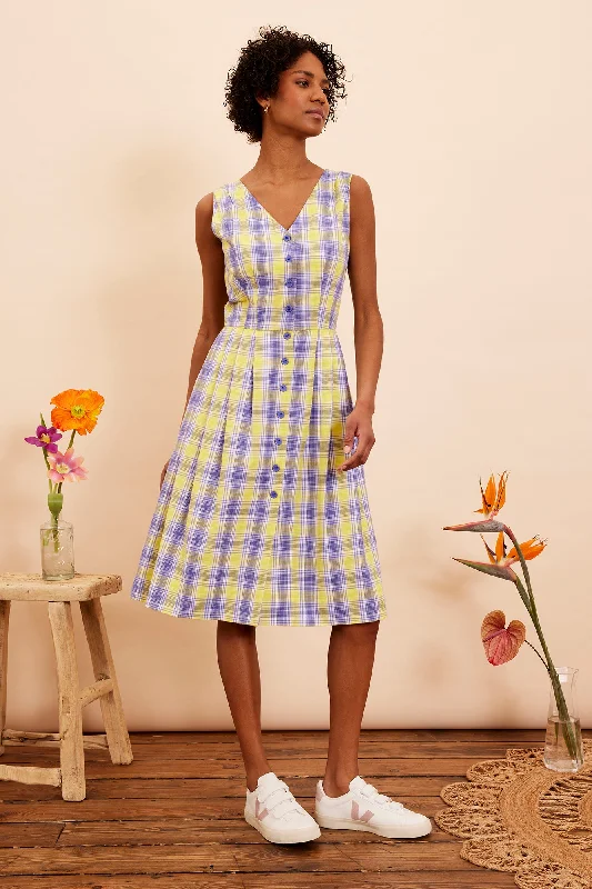 Mermaid - Style Women Dress with a Fitted Silhouette for Special OccasionsScarlett Lilac Sunshine Plaid Dress