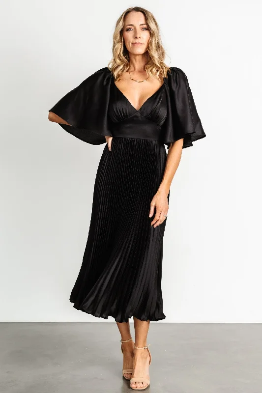 Shift Women Dress with a Simple and Classic Design for Everyday WearAubree Pleated Dress | Black